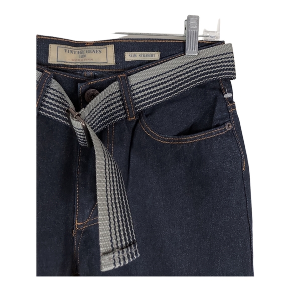 Vintage Genes 1891 Slim Straight Mens Dark Blue Denim Jeans W 28 ,L 30 NWOT - Picture 7 of 11